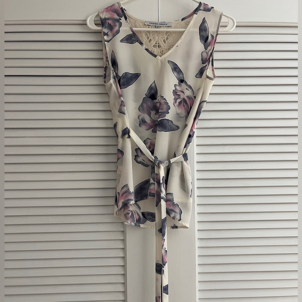Collective Concepts Blouse, small petite and ivory, blue/gray, and pink